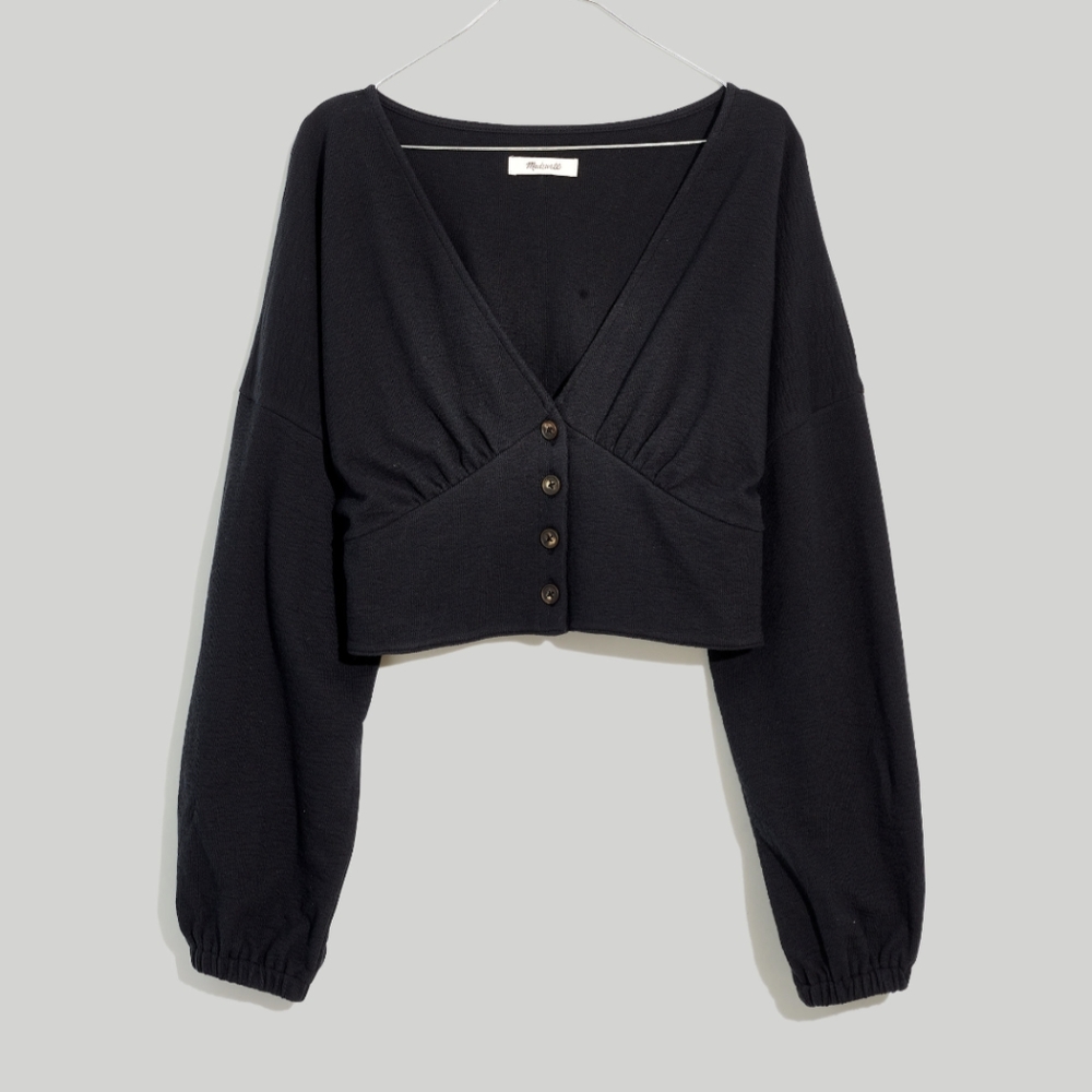 Madewell Deep-V Button-Front Crop Top size Large